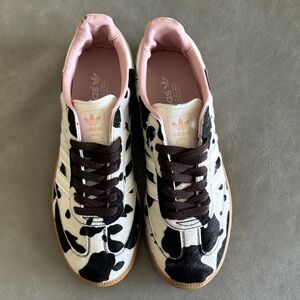Adidas Black and White Cow Pattern Sneakers